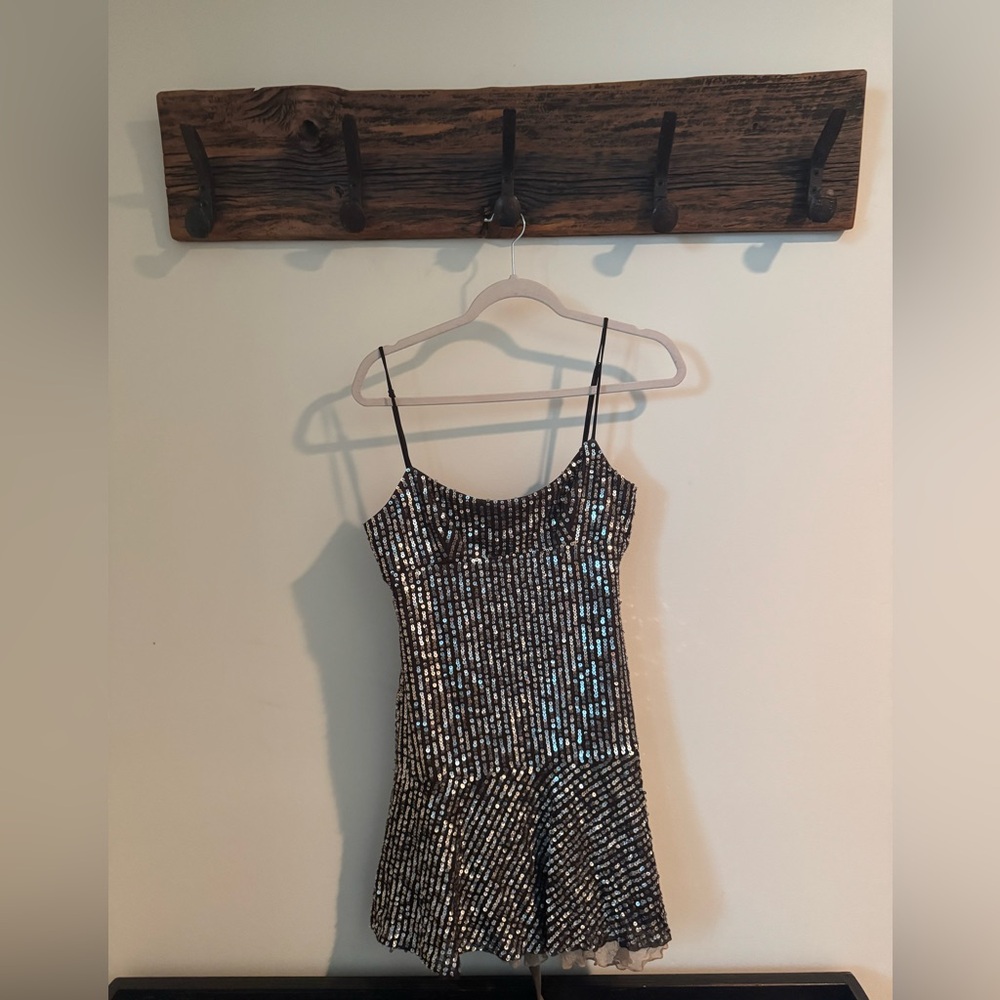 Brown and Silver Sequin Dress
